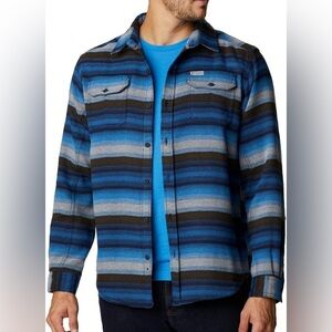 Blue Striped Columbia Deschutes River Heavyweight Flannel Size Small
